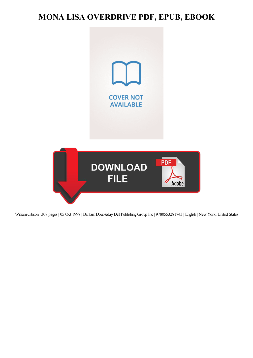 Mona Lisa Overdrive Pdf, Epub, Ebook