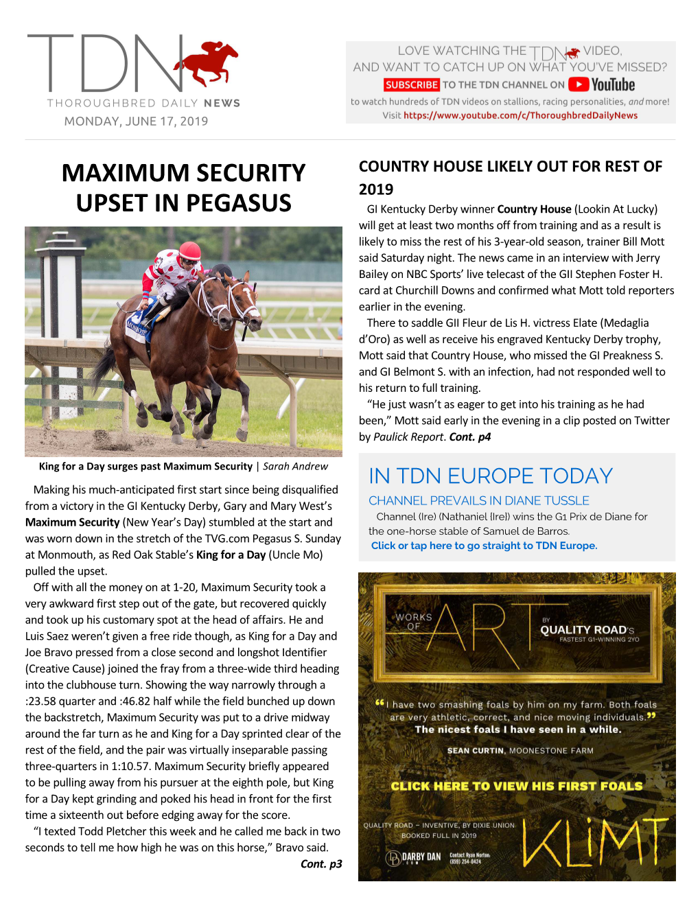 Maximum Security Upset in Pegasus