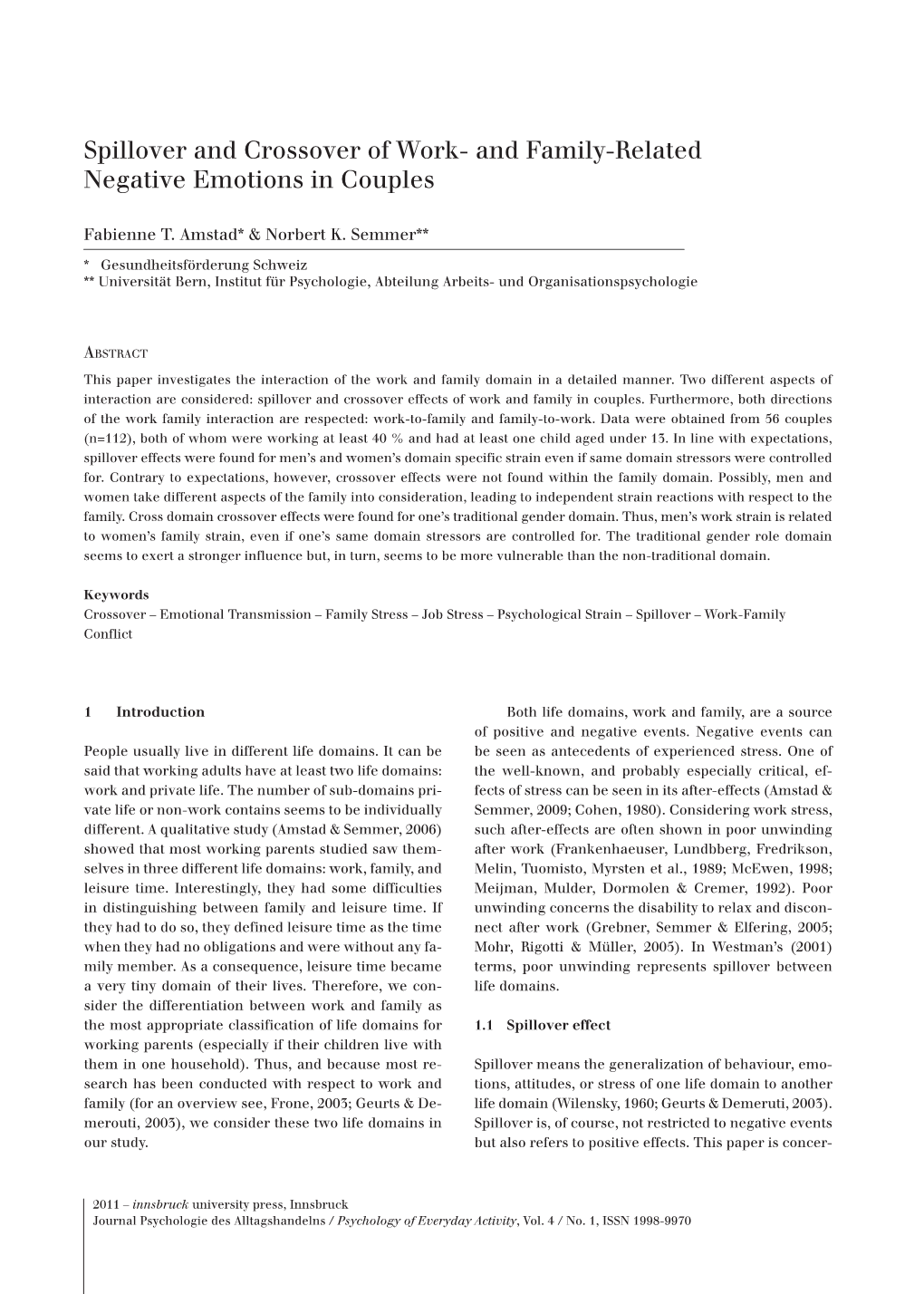 Spillover and Crossover of Work- and Family-Related Negative Emotions in Couples