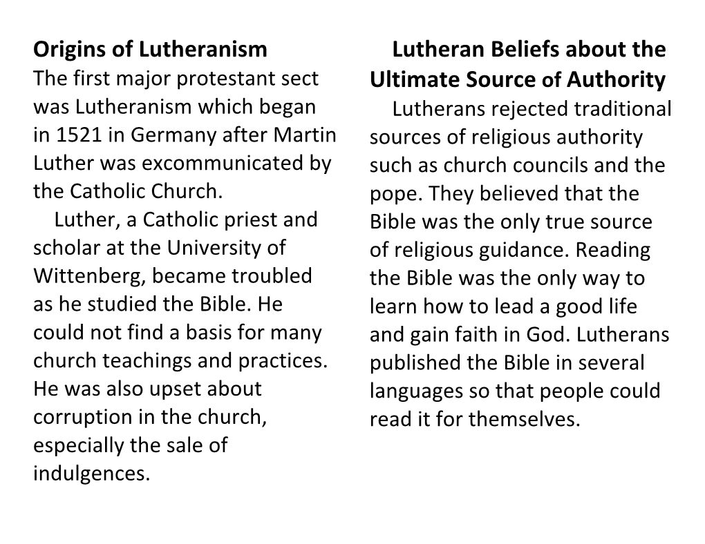 Origins of Lutheranism