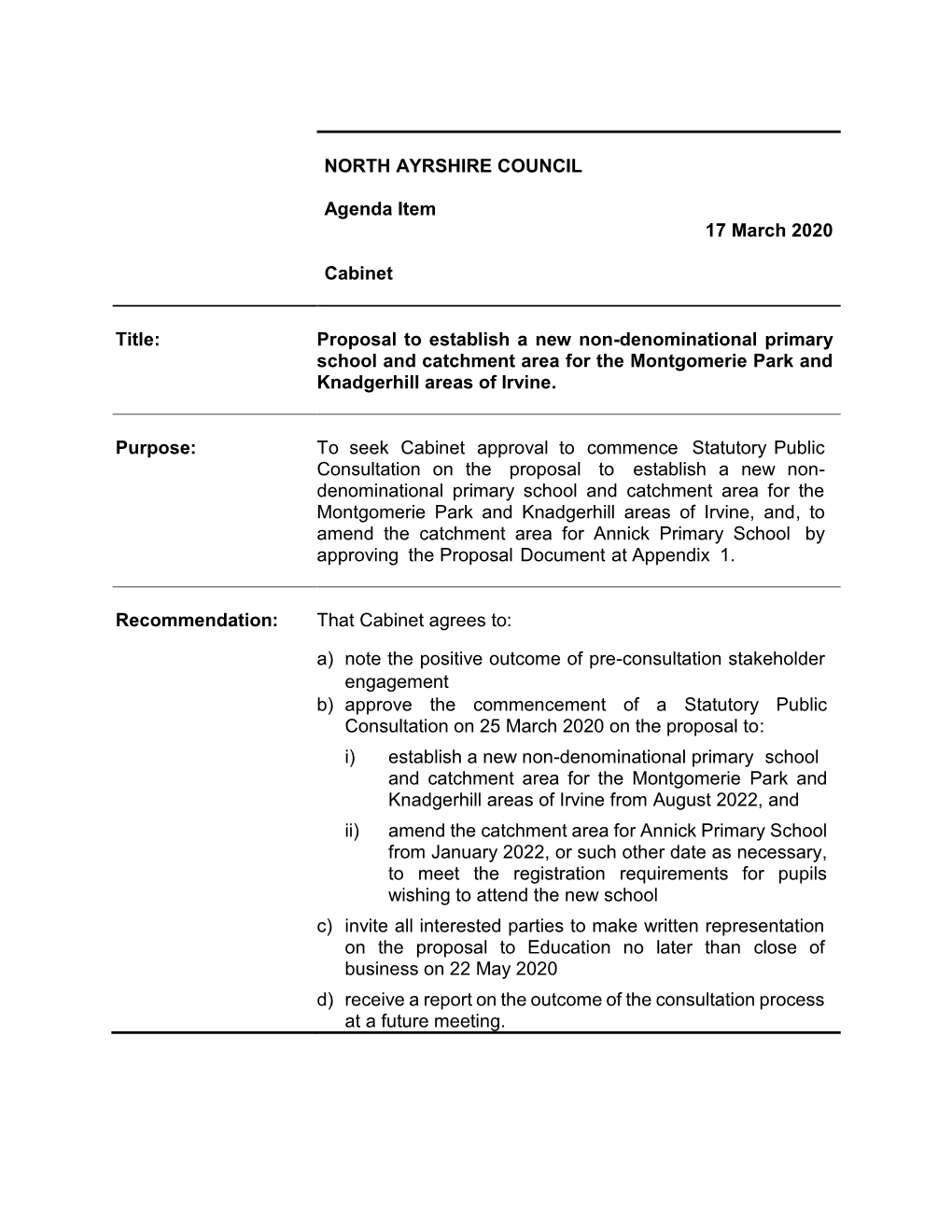 NORTH AYRSHIRE COUNCIL Agenda Item 17 March