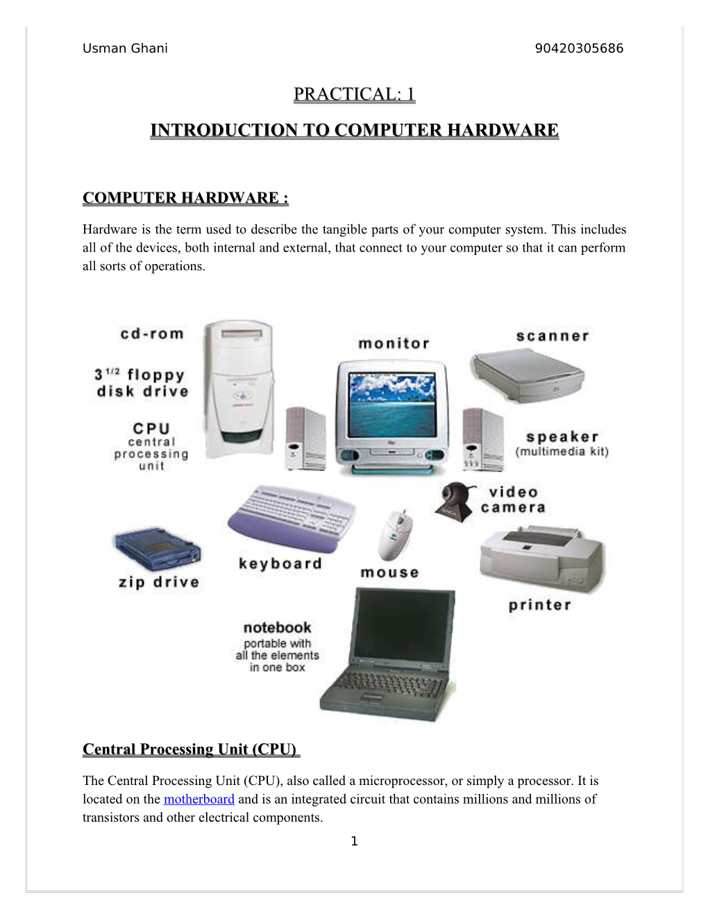 Practical: 1 Introduction to Computer Hardware