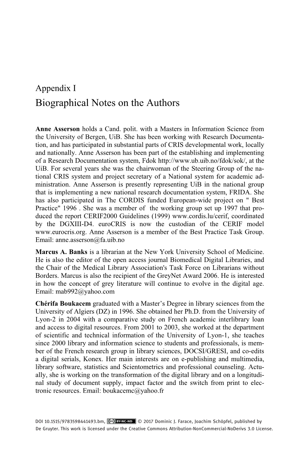 Biographical Notes on the Authors