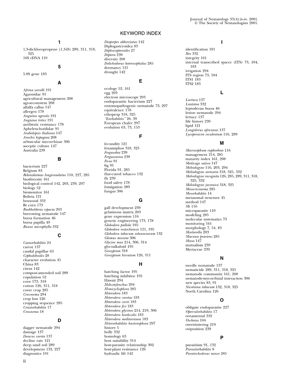 KEYWORD INDEX 1 5 a B C D E F G H I L M N O P Ii