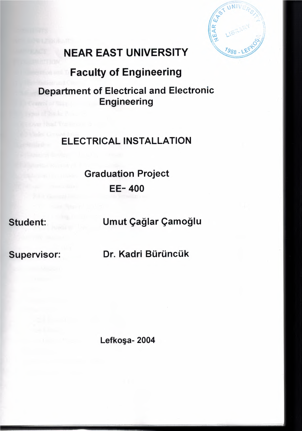 Faculty of Engineering Department of Electrical and Electronic Engineering