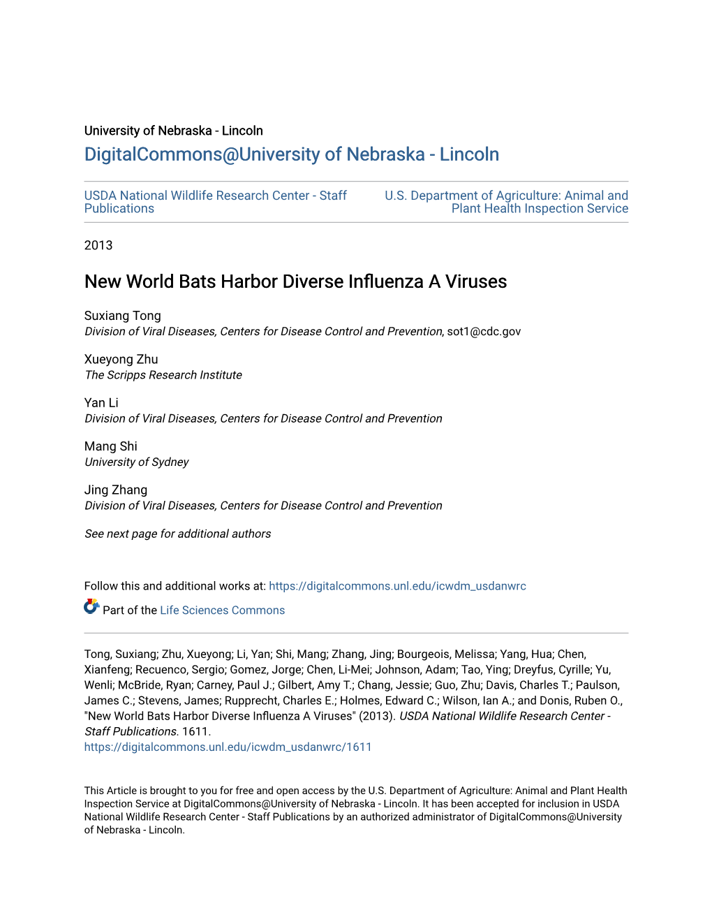 New World Bats Harbor Diverse Influenza a Viruses