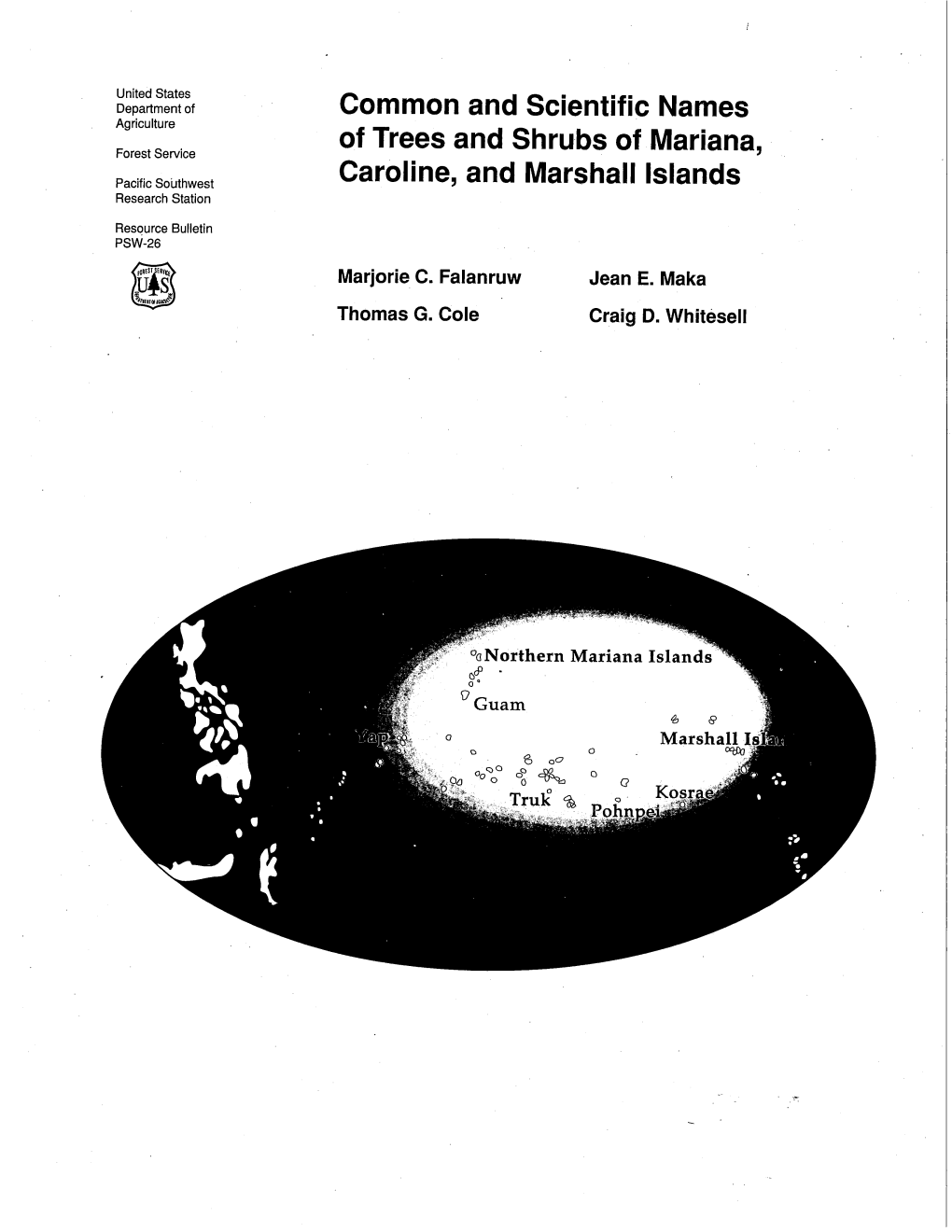 Common and Scientific Names of Trees and Shrubs of Mariana, Caroline, and Marshall Islands