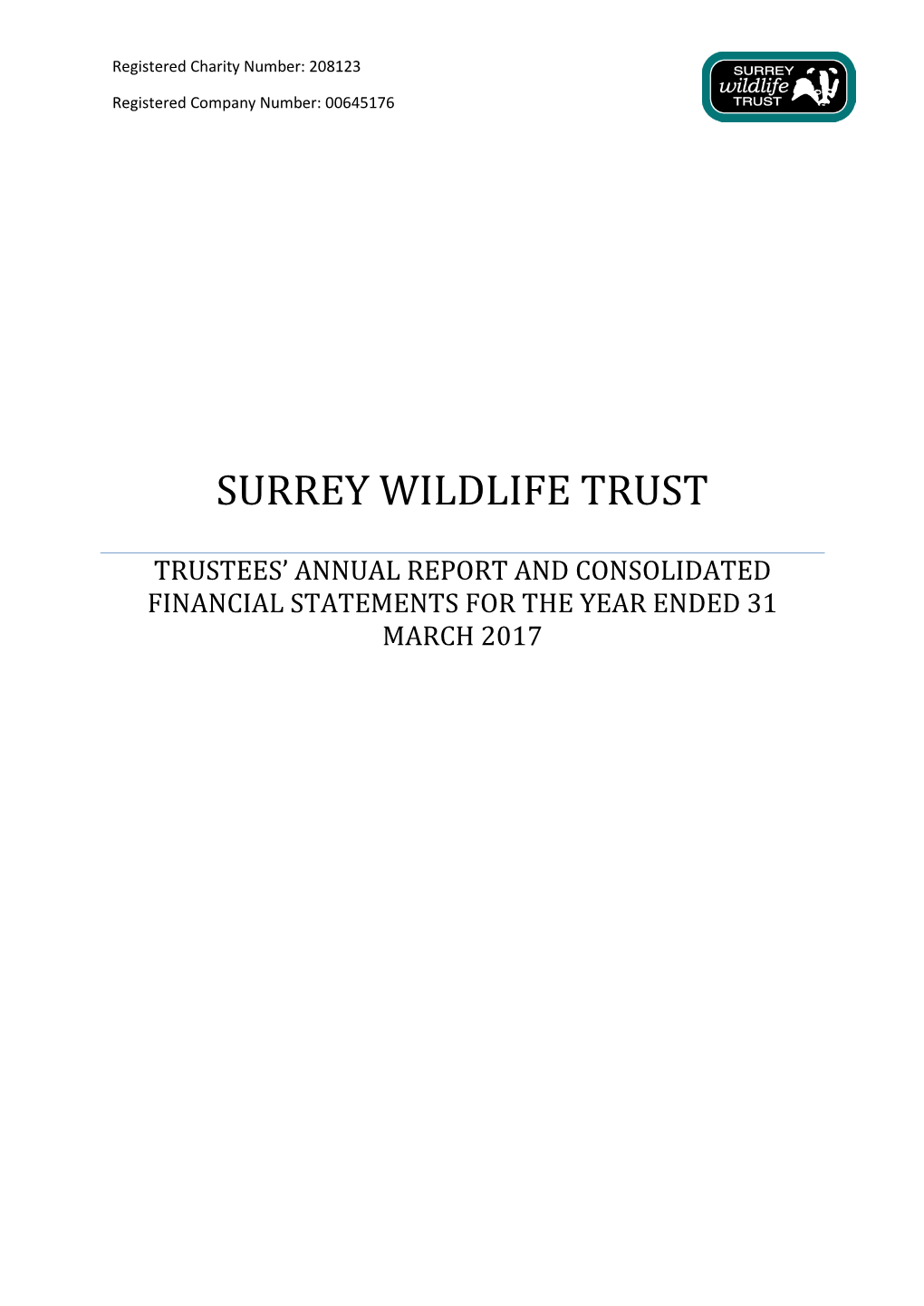 Surrey Wildlife Trust Report and Accounts 2016-17
