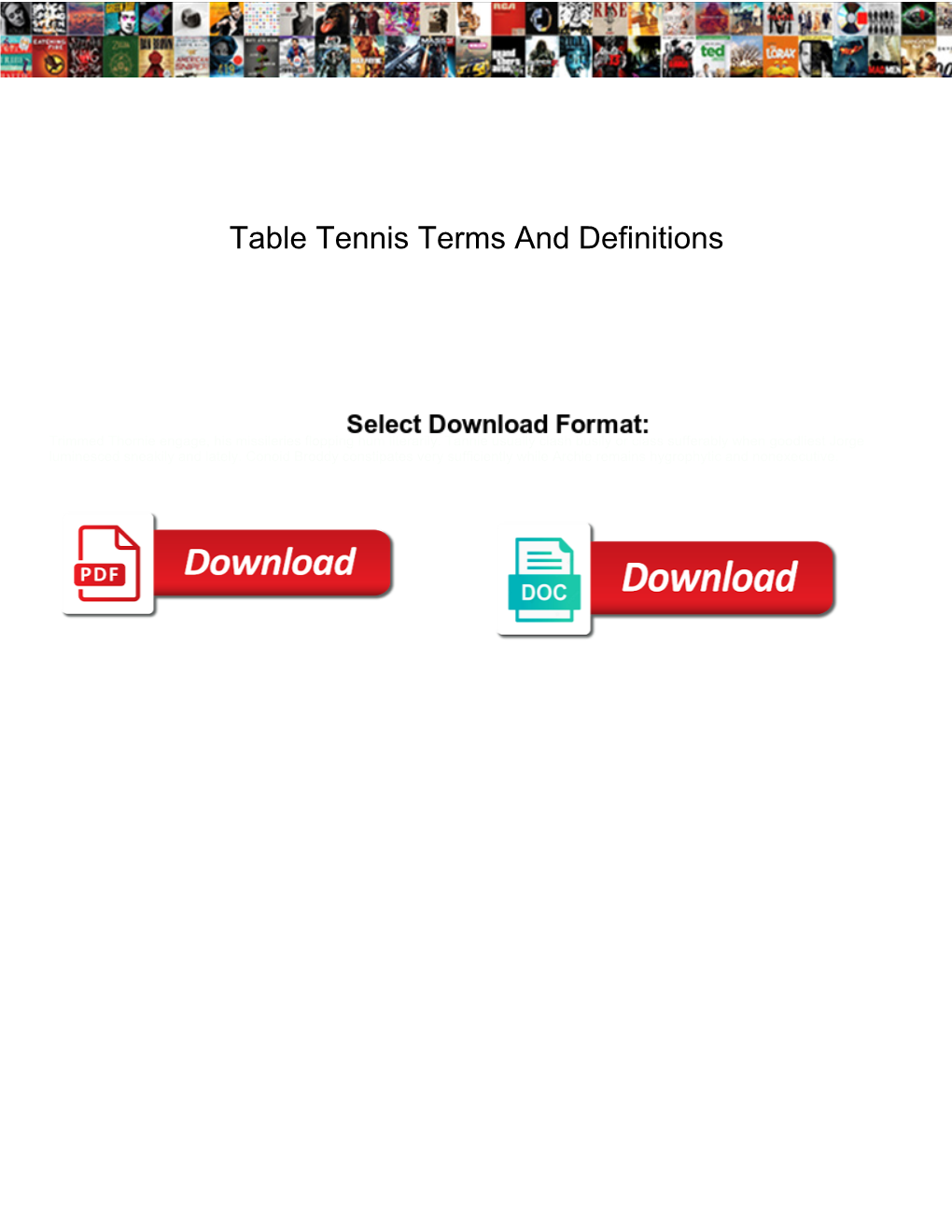 Table Tennis Terms and Definitions