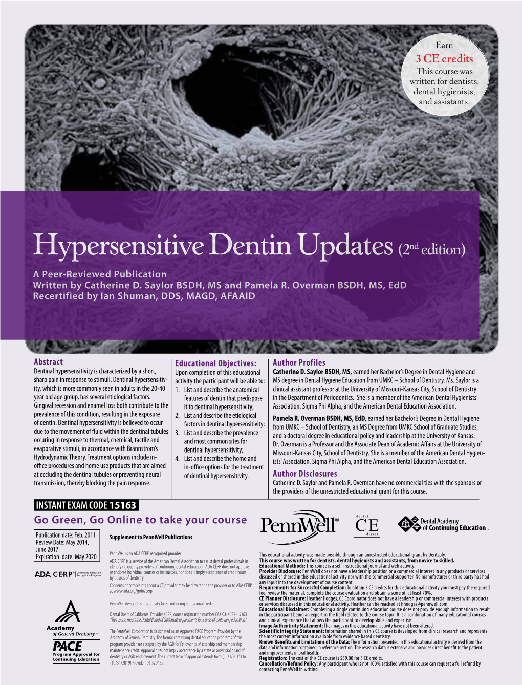 Hypersensitive Dentin Updates (2Nd Edition) a Peer-Reviewed Publication Written by Catherine D