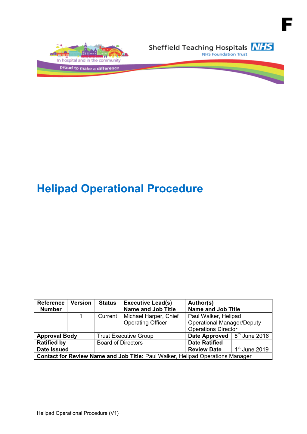 SUHT Helipad Operational Procedure