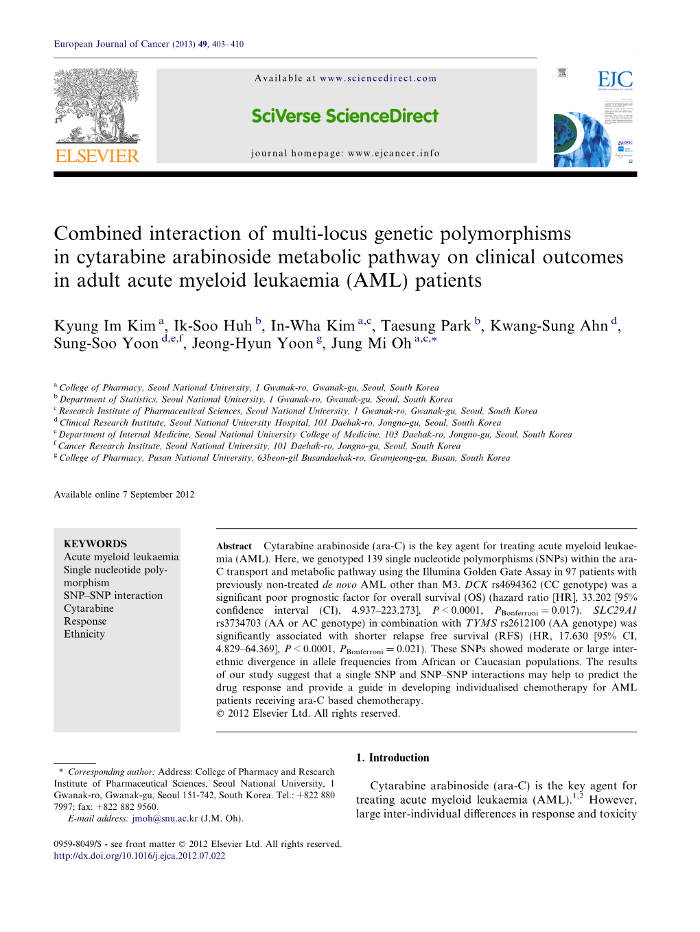 Combined Interaction of Multi-Locus Genetic Polymorphisms In