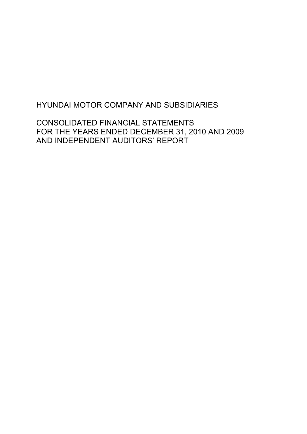 Hyundai Motor Company and Subsidiaries Consolidated