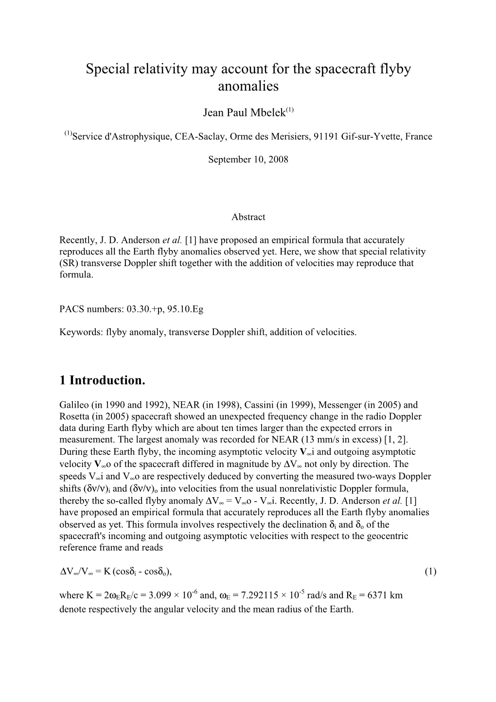 Special Relativity May Account for the Spacecraft Flyby Anomalies