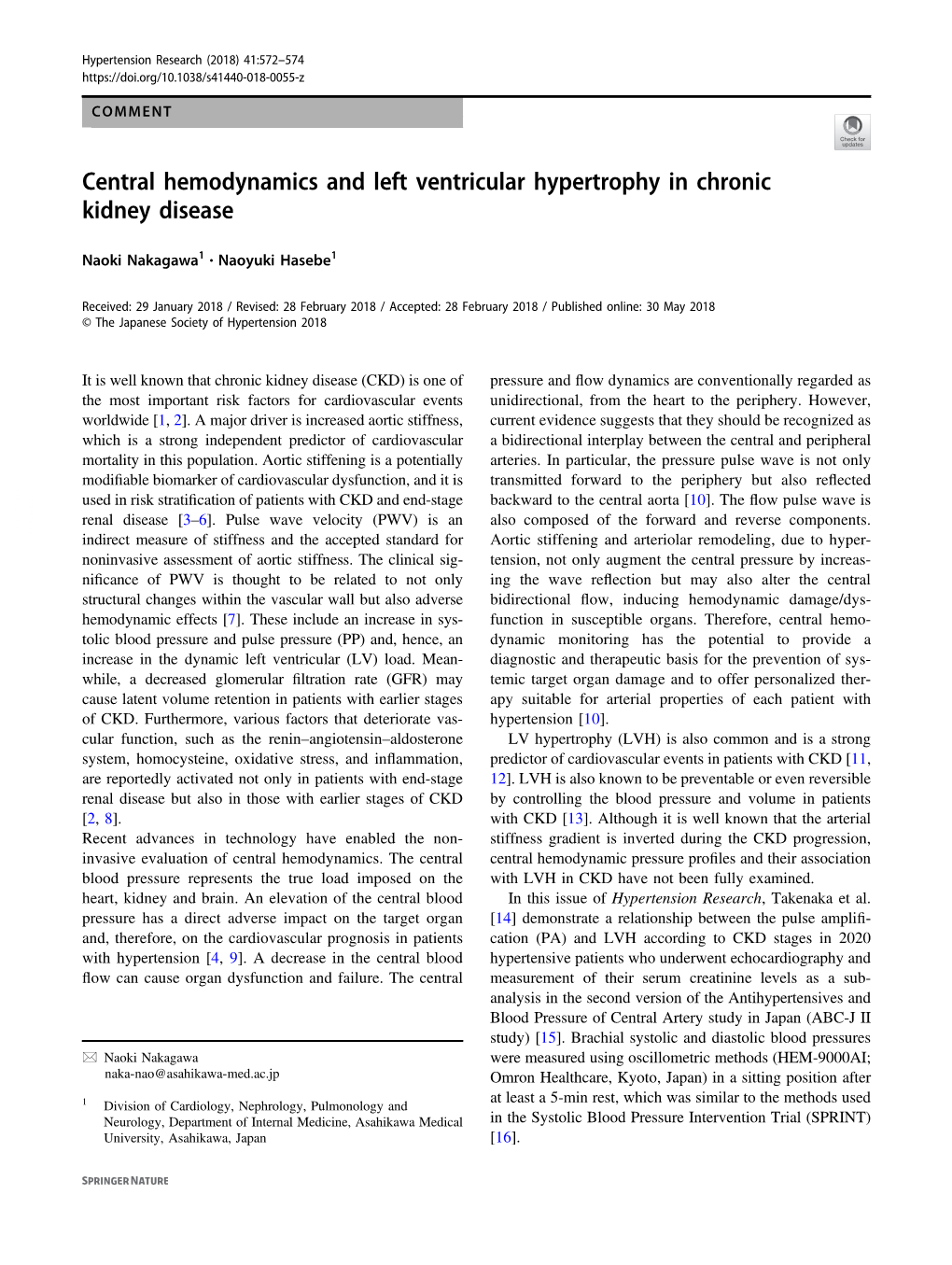 Central Hemodynamics and Left Ventricular Hypertrophy in Chronic Kidney Disease