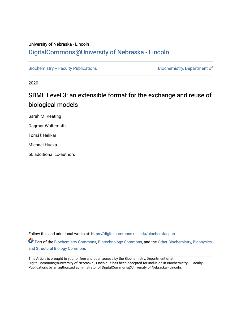 SBML Level 3: an Extensible Format for the Exchange and Reuse of Biological Models