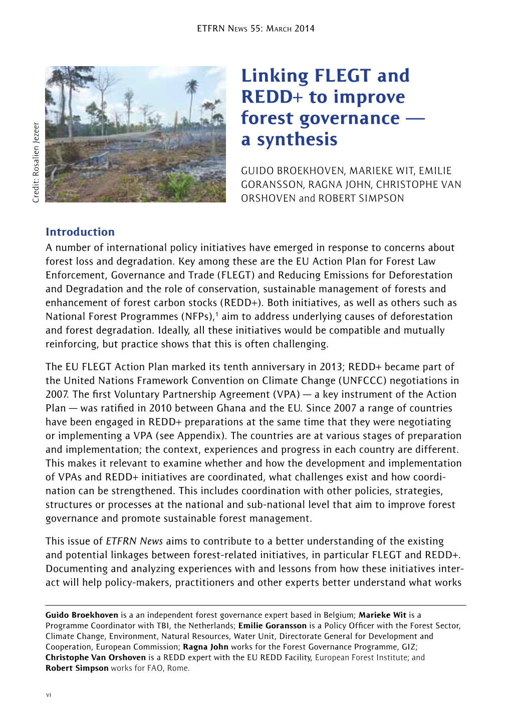 Linking FLEGT and REDD+ to Improve Forest Governance — a Synthesis