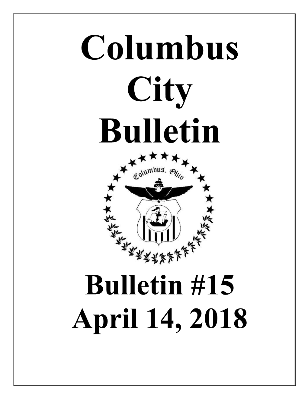 Bulletin #15 April 14, 2018