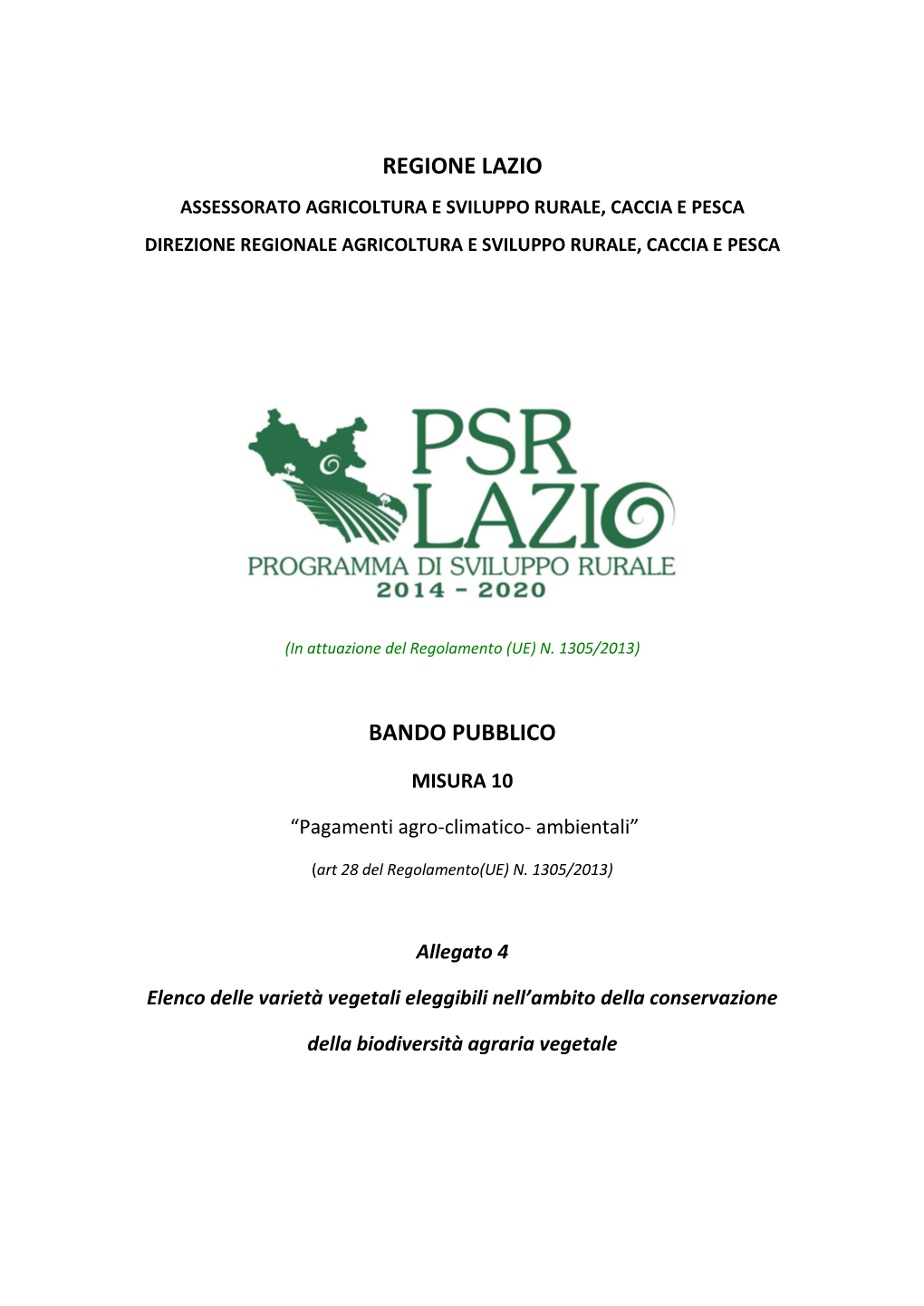 Regione Lazio Bando Pubblico