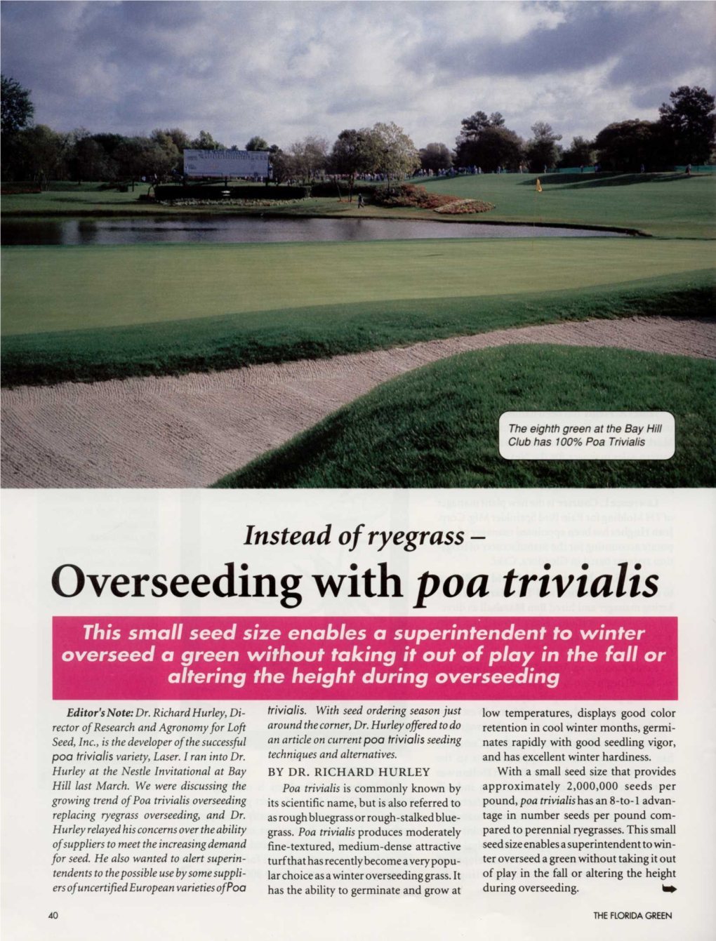 Overseeding with Poa Trivialis