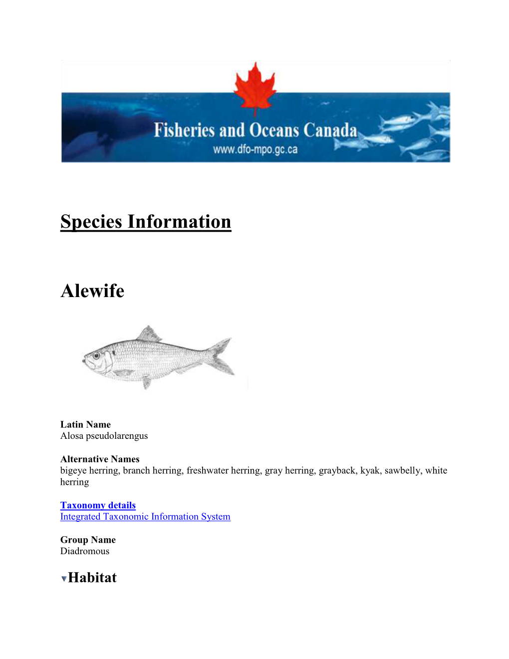 Aquatic Species Information