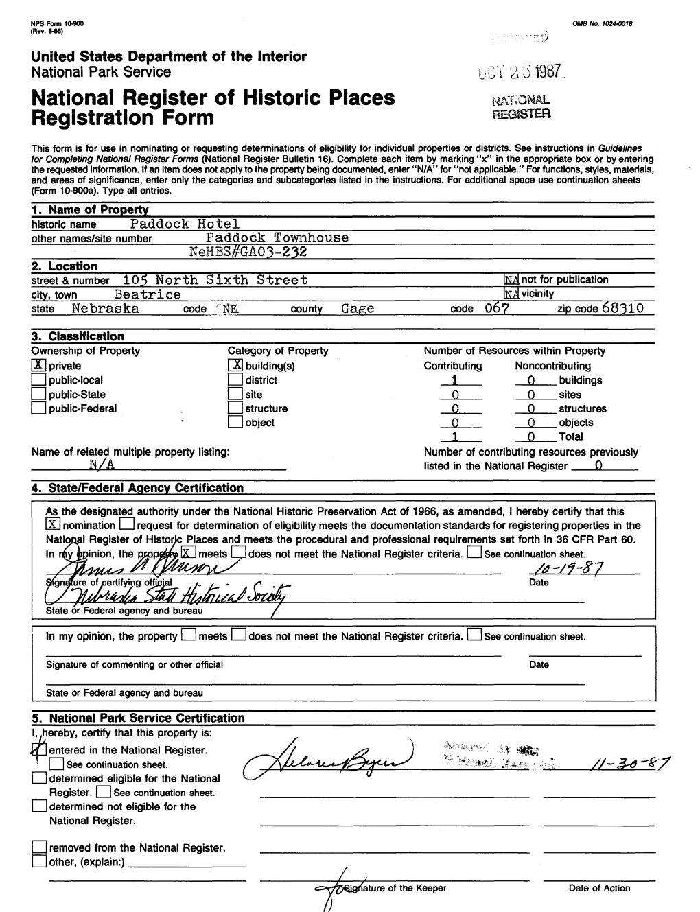 National Register of Historic Places Continuation Sheet