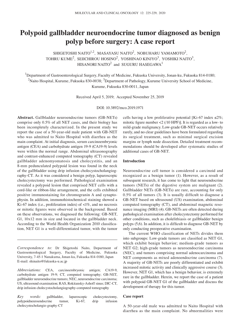 Polypoid Gallbladder Neuroendocrine Tumor Diagnosed As Benign Polyp Before Surgery: a Case Report