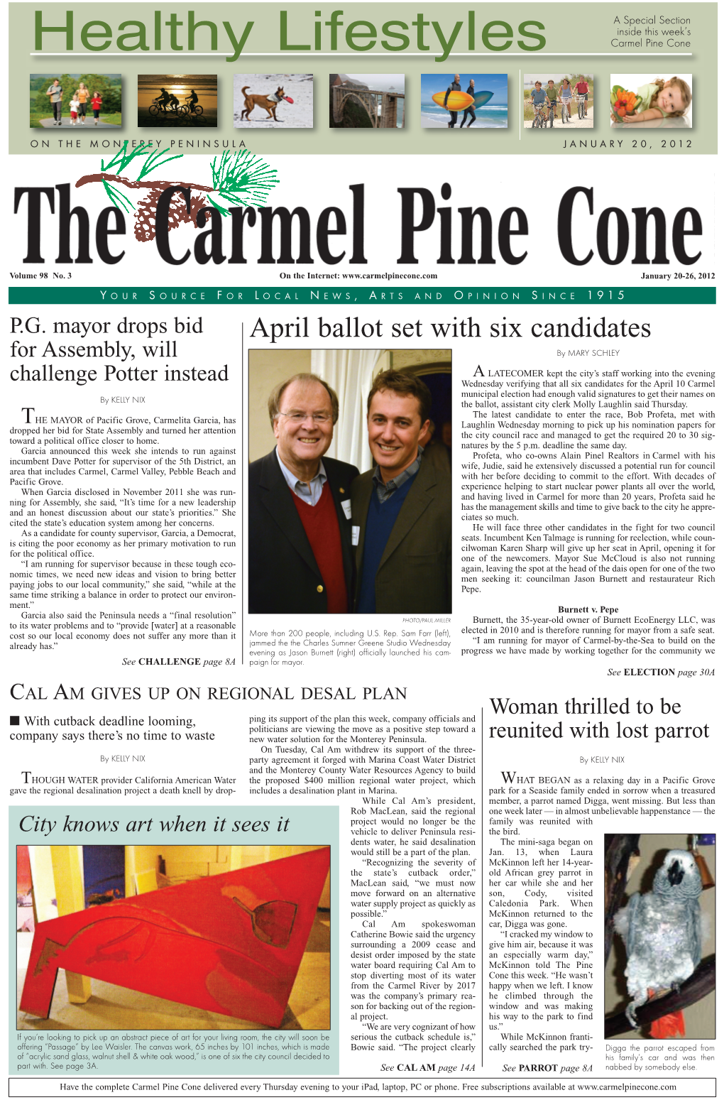 Carmel Pine Cone, January 20, 2012 (Main News)