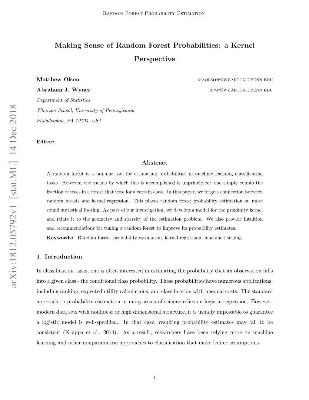 Arxiv:1812.05792V1 [Stat.ML] 14 Dec 2018 Including Ranking, Expected Utility Calculations, and Classiﬁcation with Unequal Costs