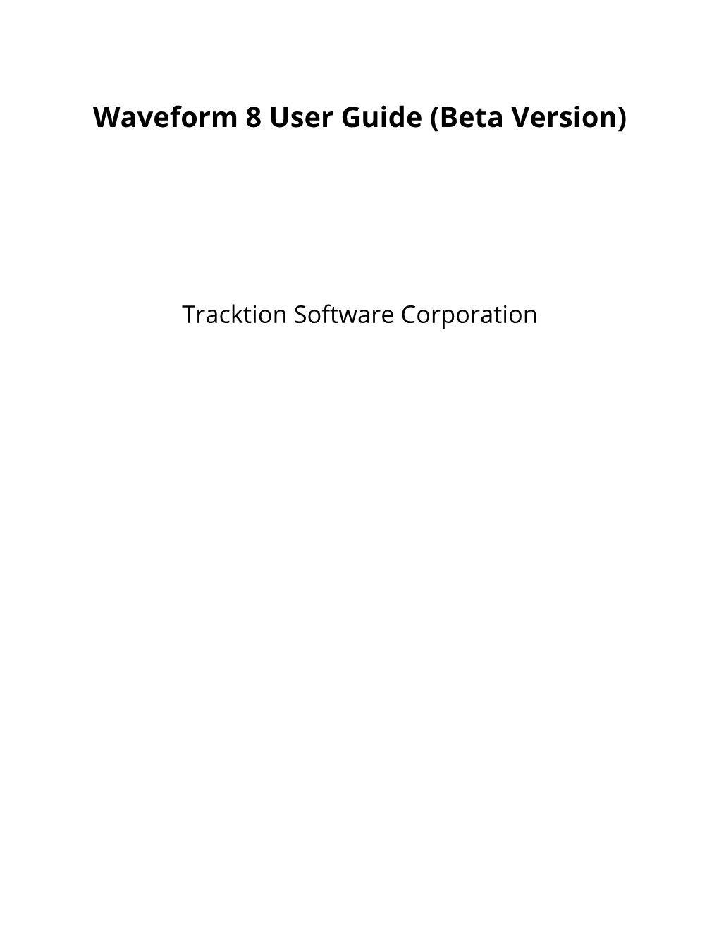 Waveform 8 User Guide (Beta Version)