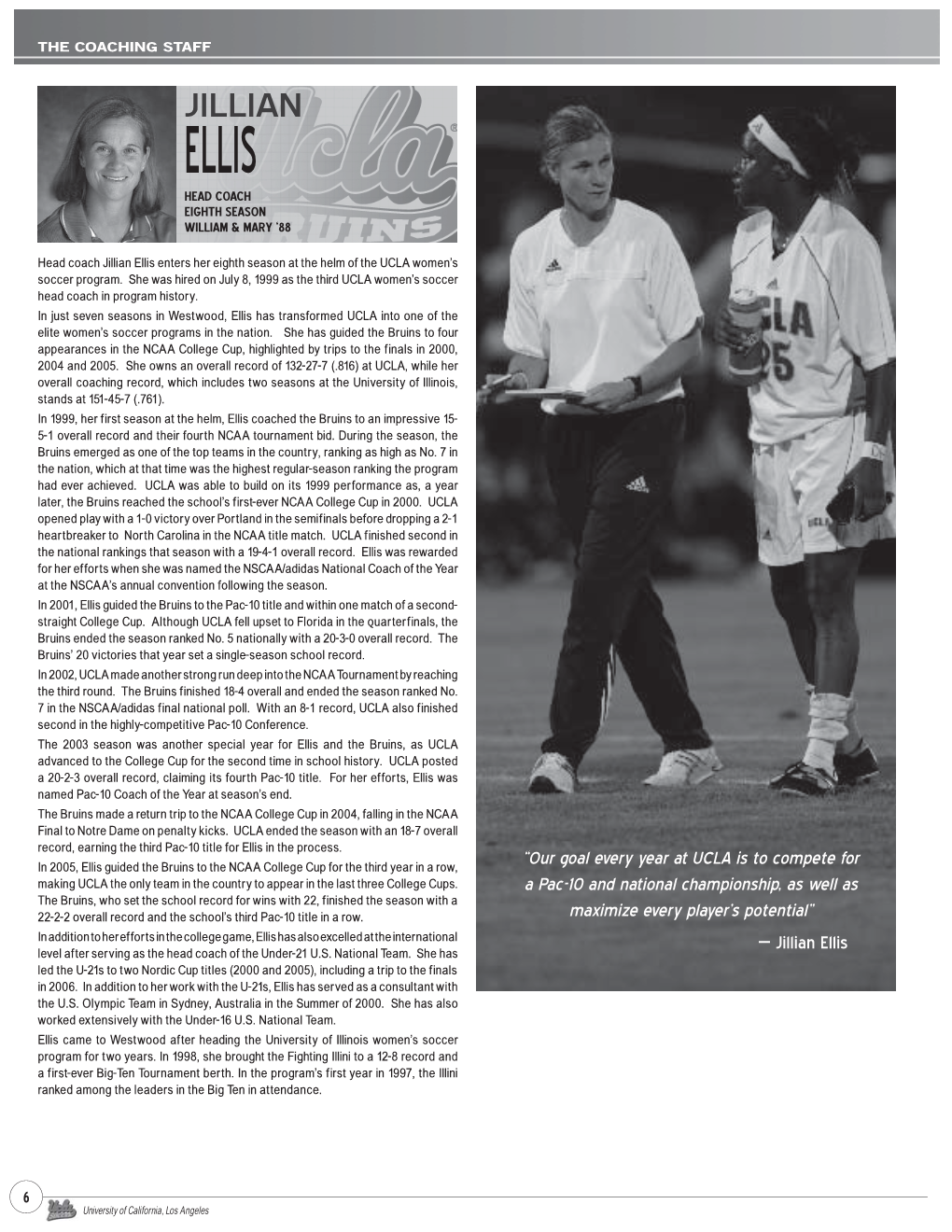 Jillian Ellis Head Coach Eighth Season William & Mary ‘88