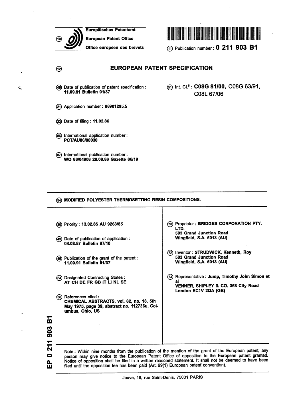 Modified Polyester Thermosetting Resin Compositions