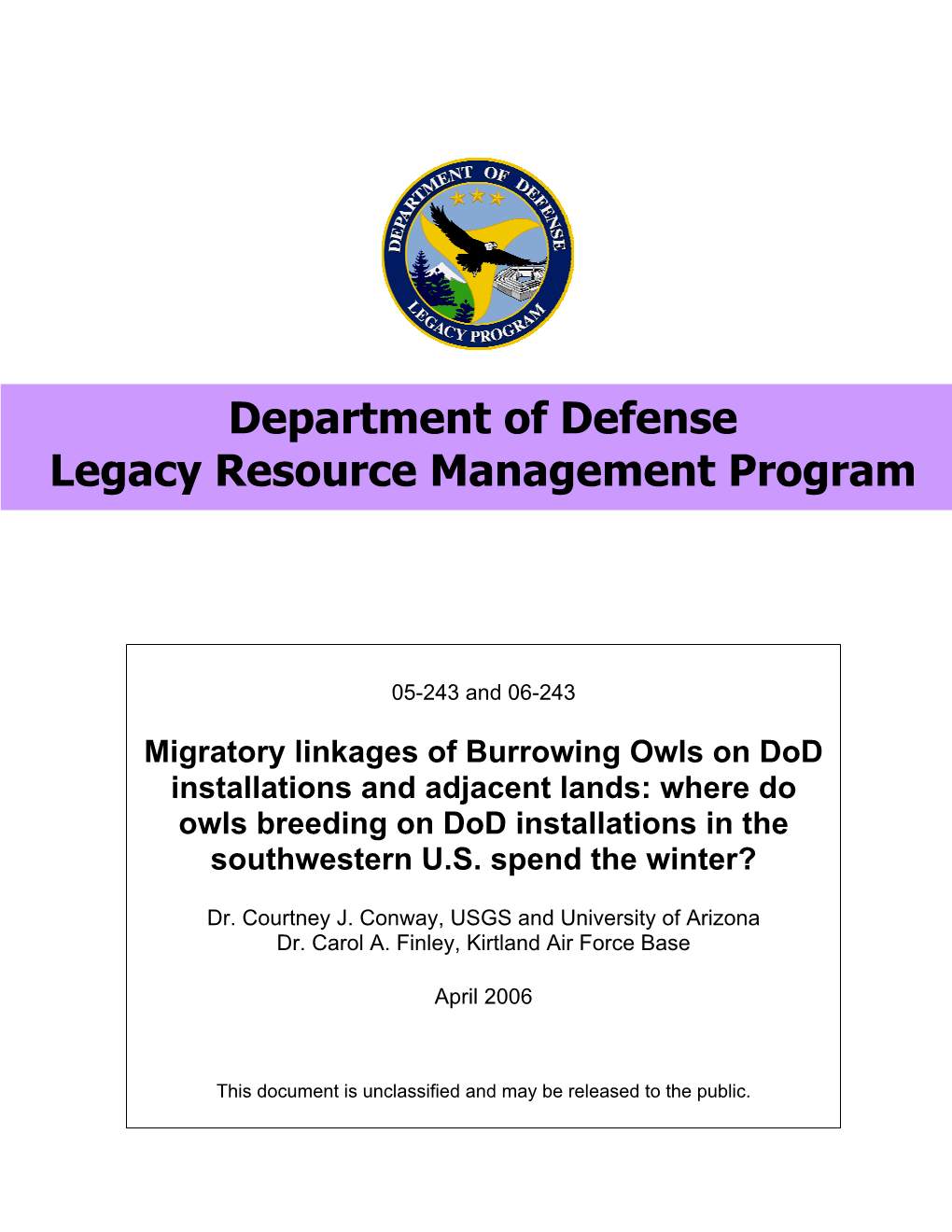 Department of Defense Legacy Resource Management Program