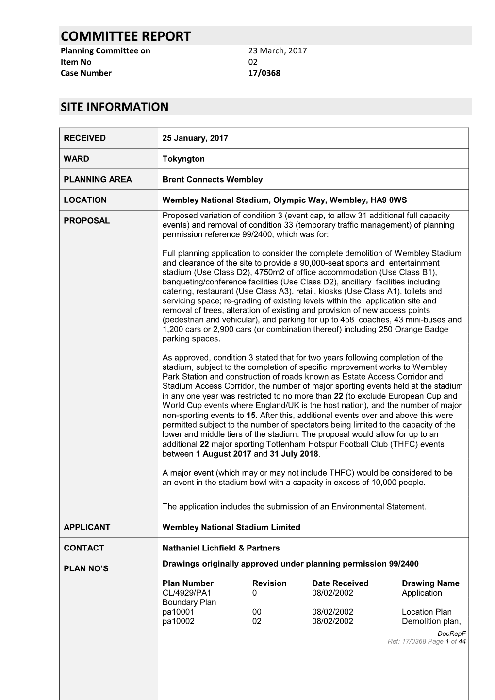 Wembley National Stadium Planning Committee Report.Pdf