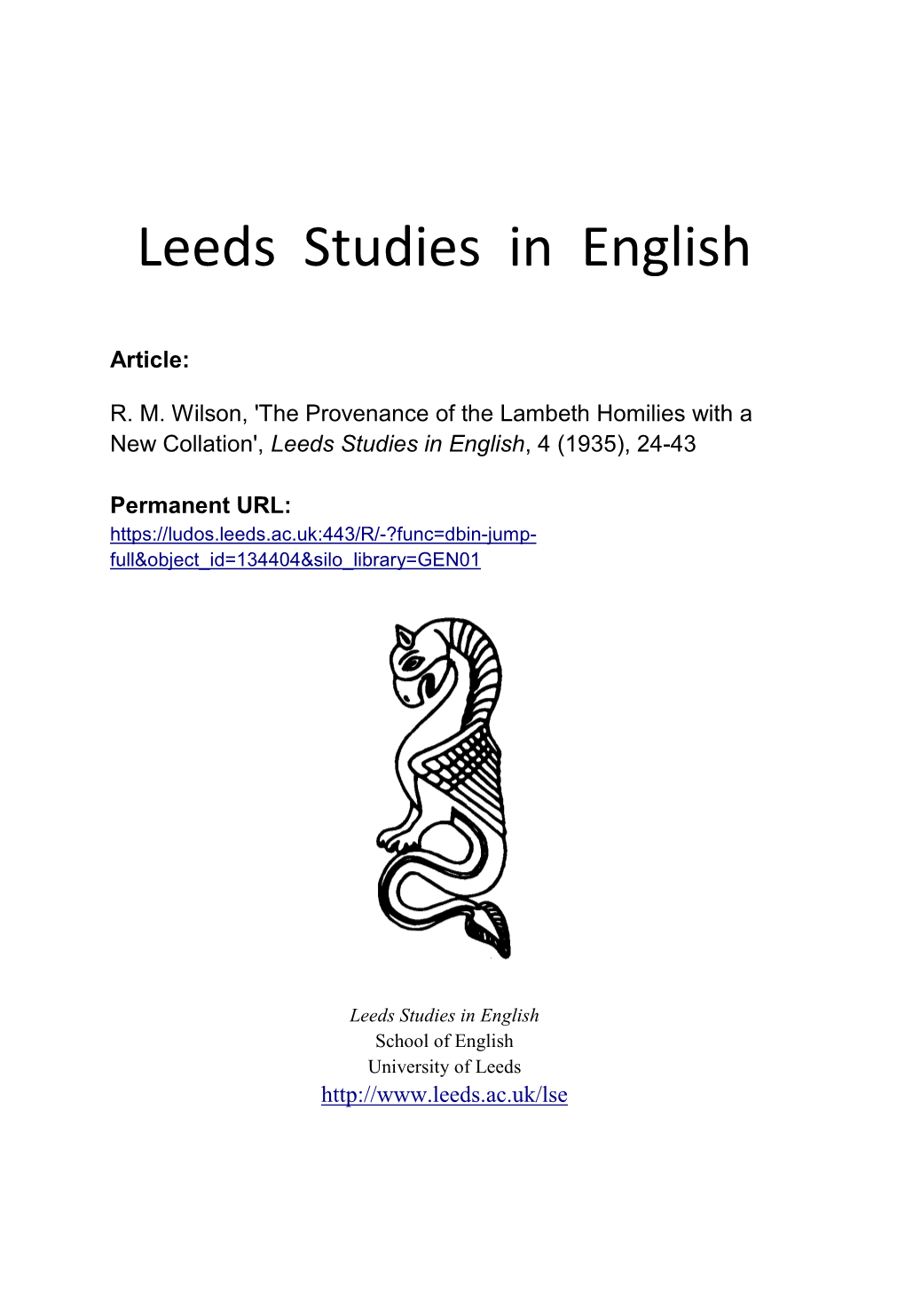 Leeds Studies in English