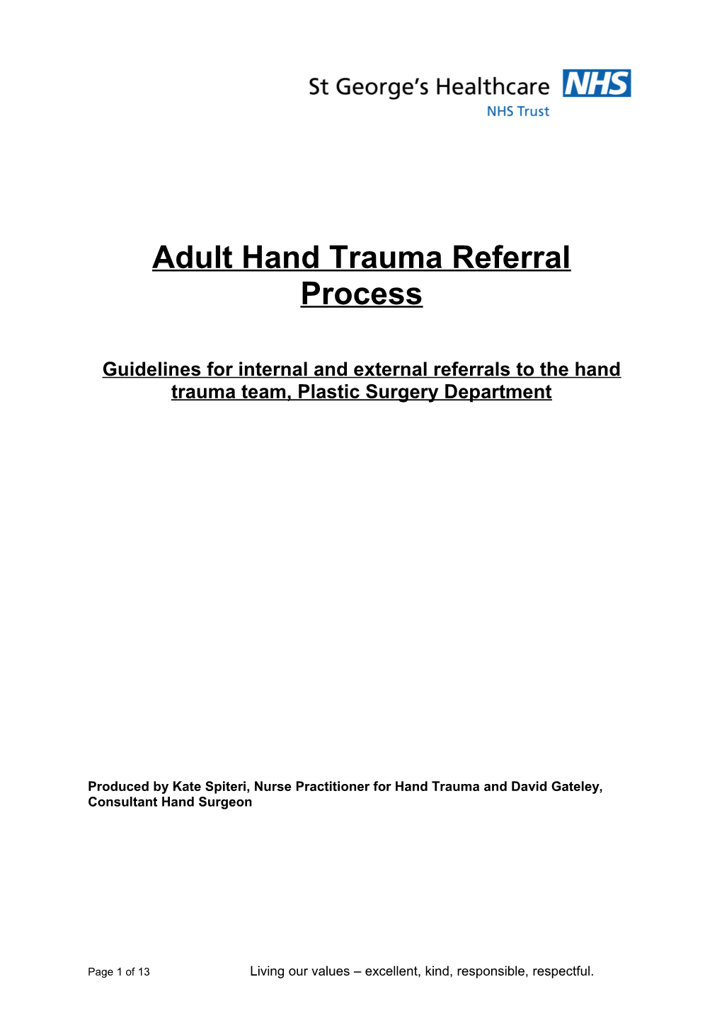 Adult Hand Trauma Referral Process