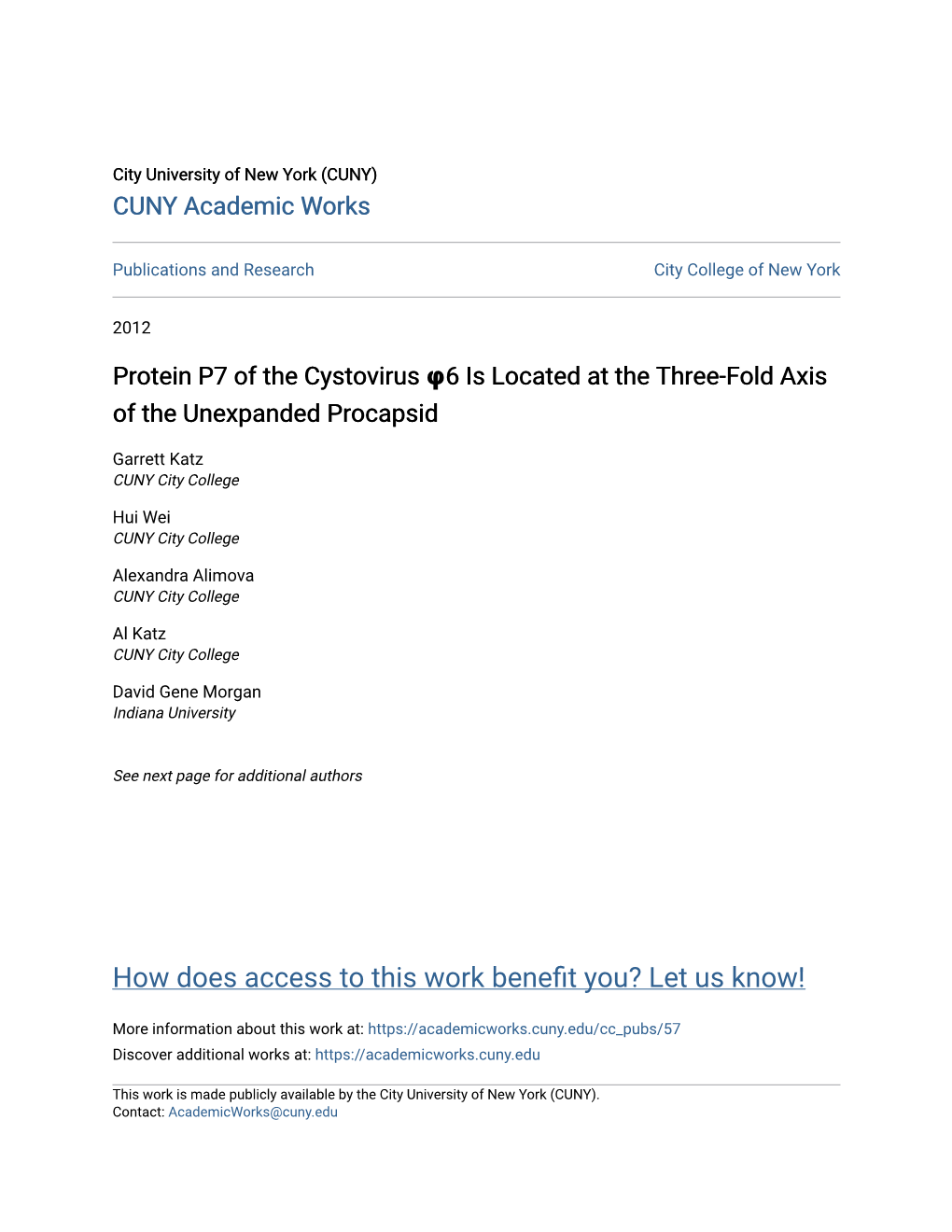 Protein P7 of the Cystovirus Ïƒ6 Is Located at the Three-Fold Axis Of