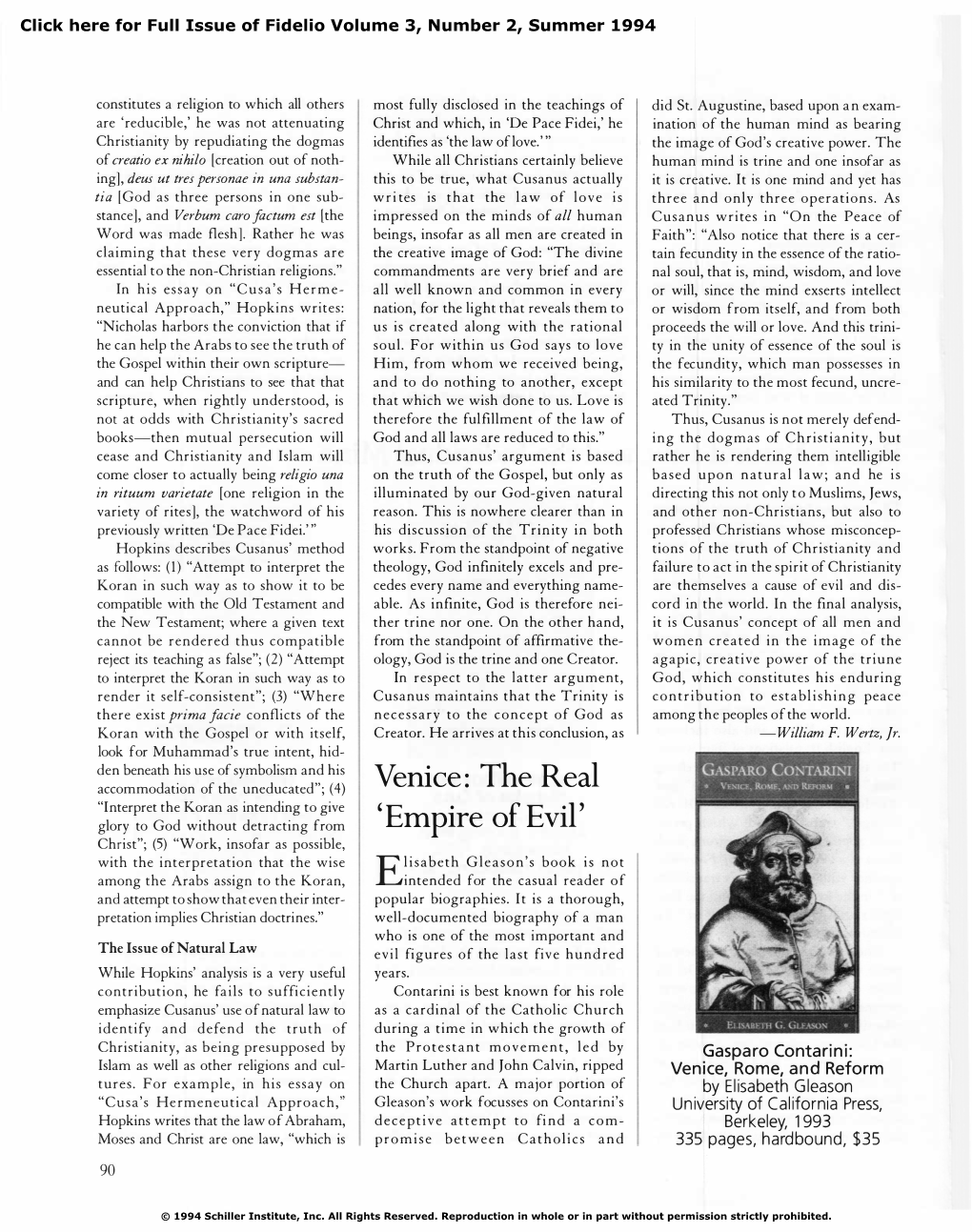 Gasparo Contarini: Islam As Well As Other Religions and Cul­ Martin Luther and John Calvin, Ripped Venice, Rome, and Reform Tures