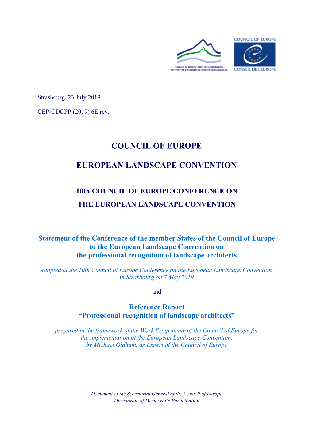 Council of Europe European Landscape Convention