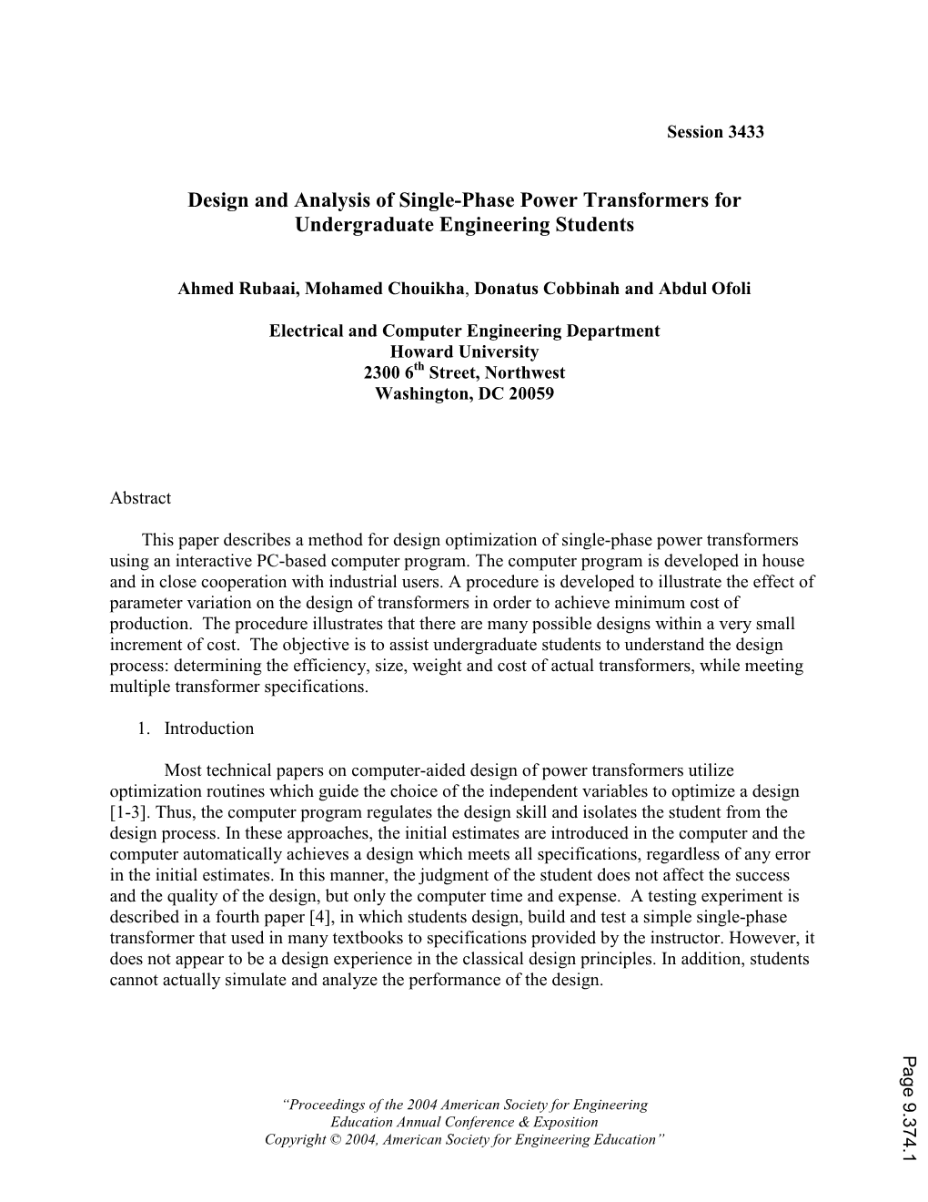 Design and Analysis of Single Phase Power Transformers For