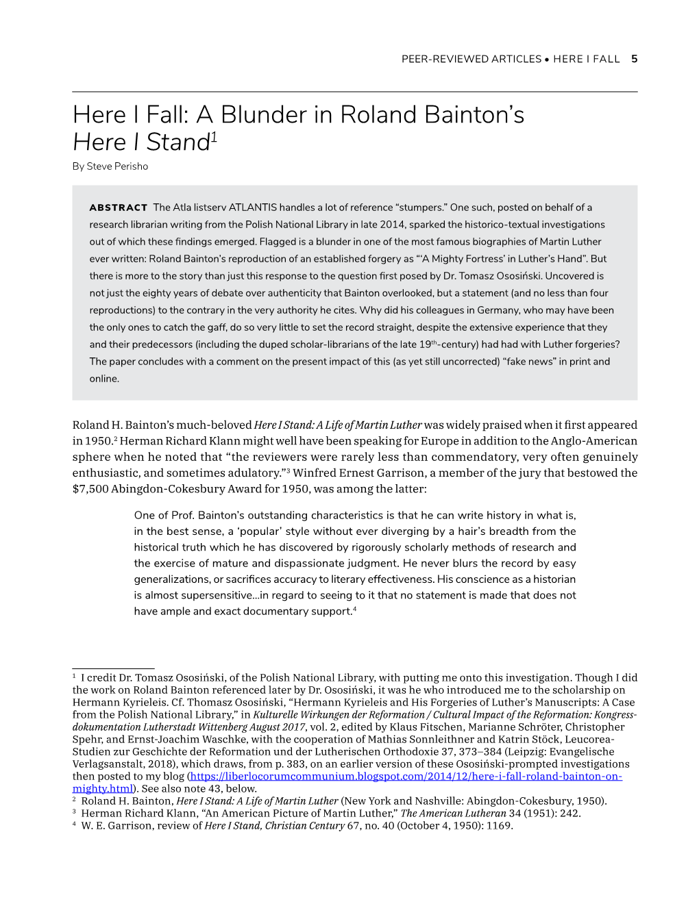 A Blunder in Roland Bainton's Here I Stand1