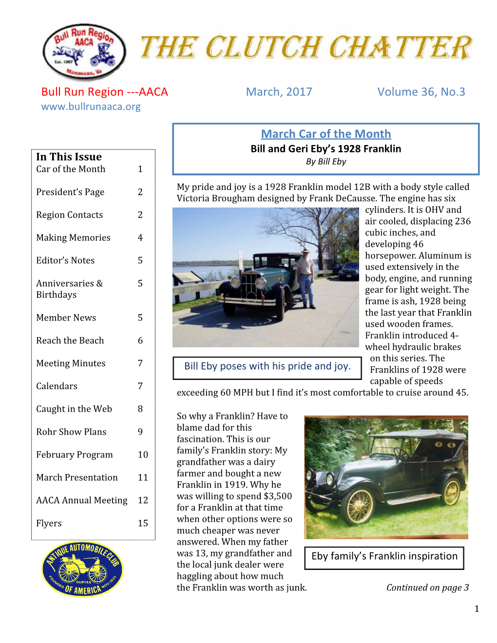 AACA March, 2017 Volume 36, No.3 March Car of the Month