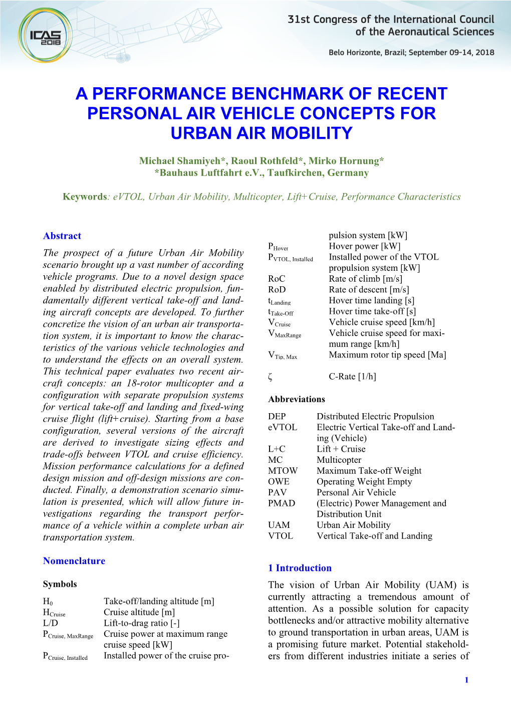 A Performance Benchmark of Recent Personal Air Vehicle Concepts for Urban Air Mobility