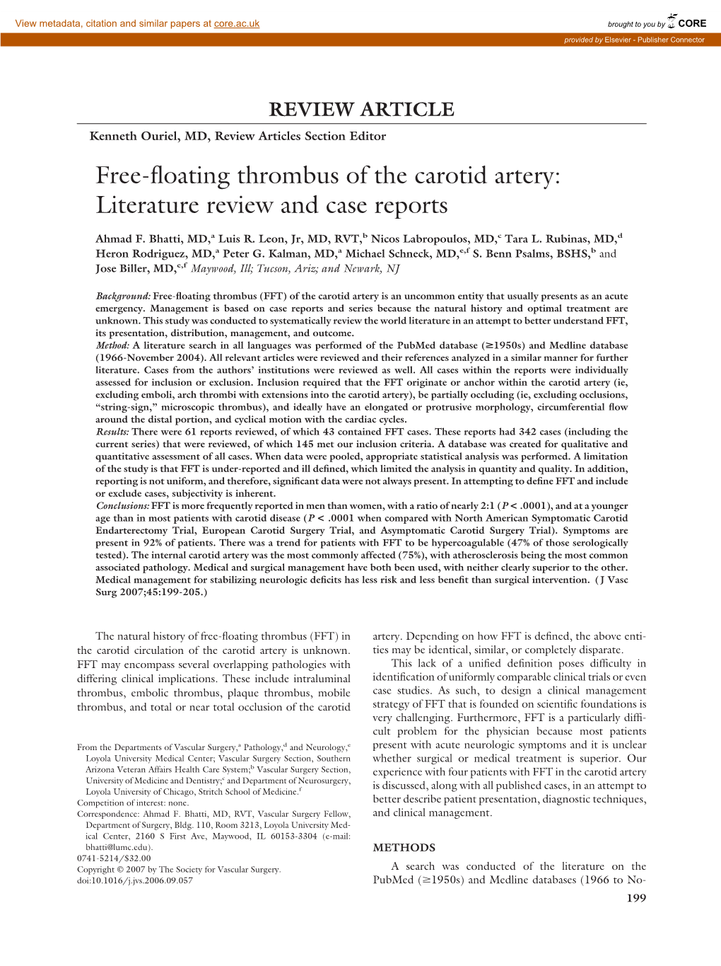 Free-Floating Thrombus of the Carotid Artery