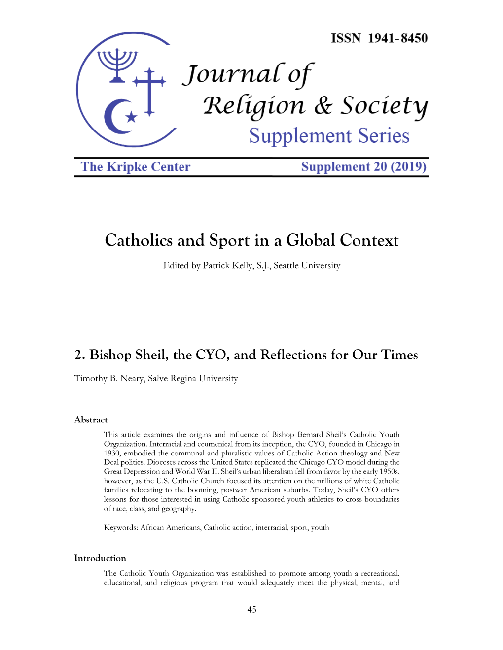 Catholics and Sport in a Global Context