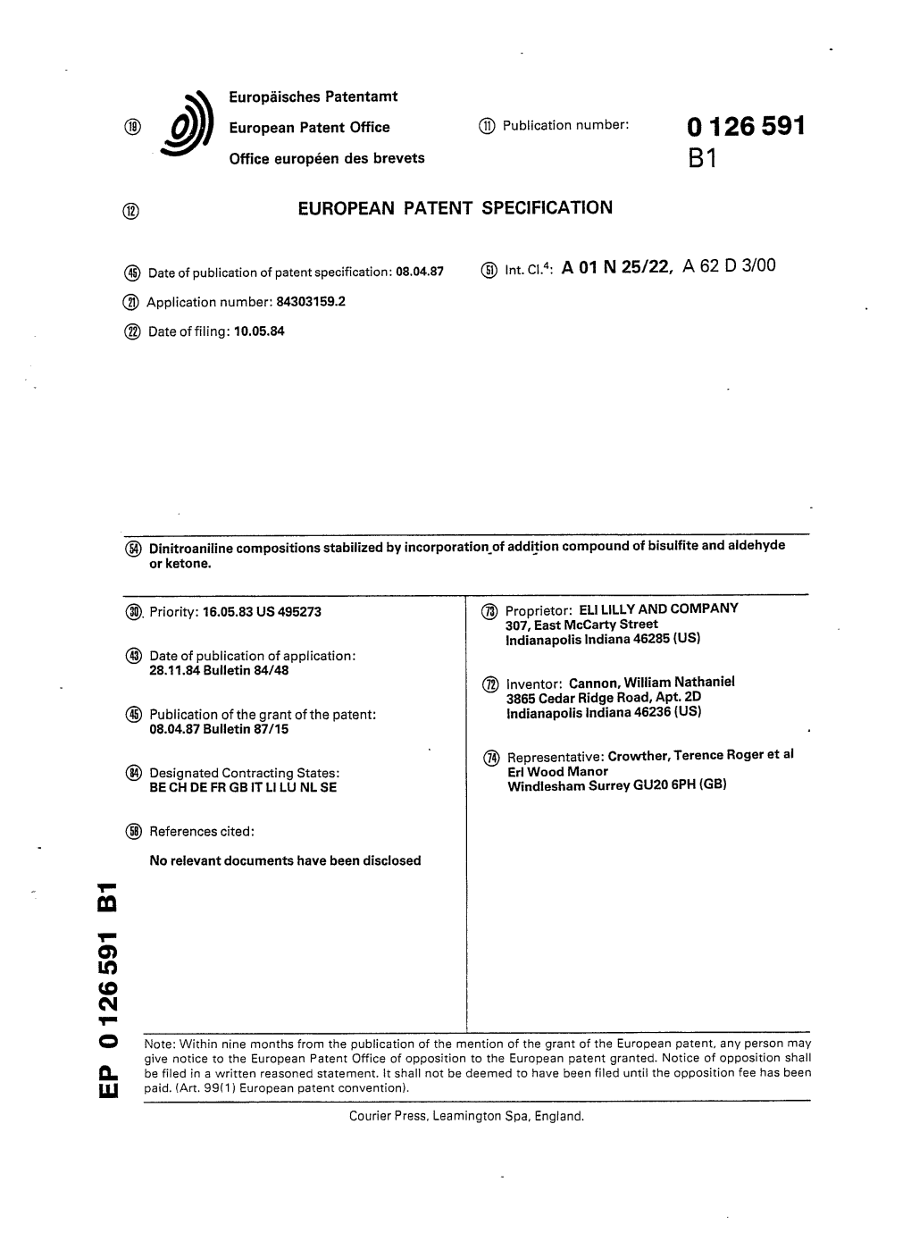 Dinitroaniline Compositions Stabilized by Incorporation of Addition Compound of Bisulfite and Aldéhyde Or Ketone