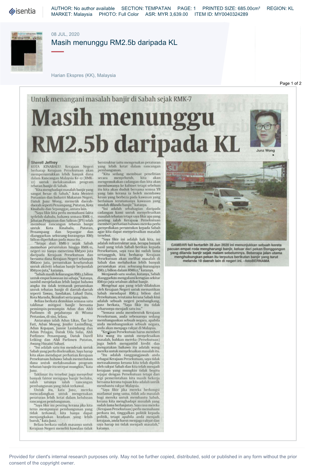 Masih Menunggu RM2.5B Daripada KL