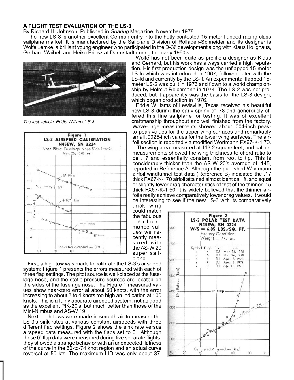 A FLIGHT TEST EVALUATION of the LS-3 by Richard H