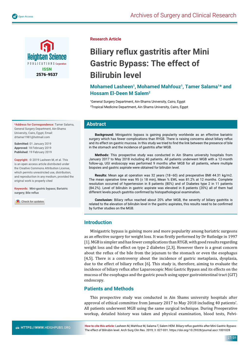 Biliary Reflux Gastritis After Mini Gastric Bypass: the Effect of Bilirubin Level