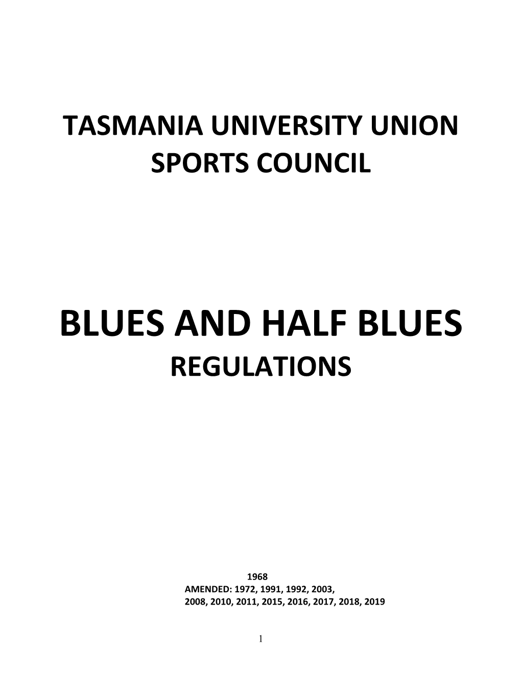 Sports Council: Regulations I